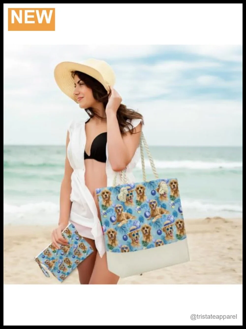 2-Piece Canvas Tote & Waterproof Wet Bag Travel Cosmetics Storage Set
